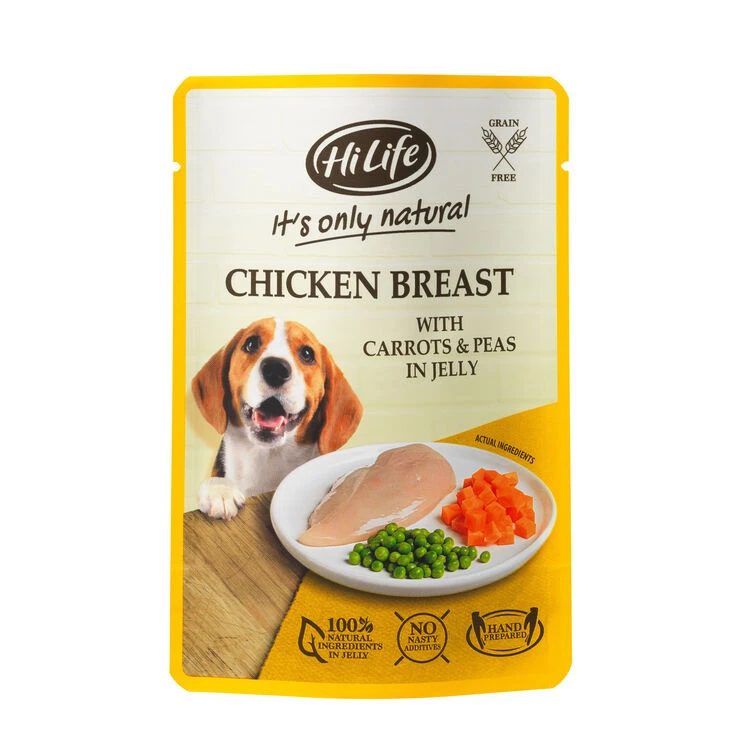 15 X Hilife It's Only Natural - Pouch - Chicken Breast With Carrots & Peas 100g 3 15 X Hilife It's Only Natural - Pouch - Chicken Breast With Carrots & Peas 100g