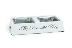 Designed By Lotte Melamine Double Diner My Favourite Dog Bowl White -Pampered Paws 64890