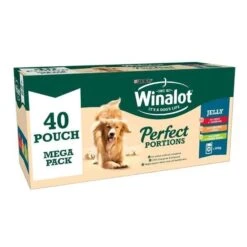 40 X Winalot Perfect Portions Adult Dog Food Beef, Chicken & Lamb In Jelly 100g