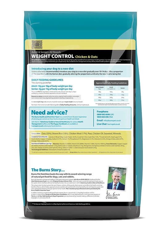 Burns Weight Control Chicken And Oats Dog Food 4 Burns Weight Control Chicken And Oats Dog Food - Image 2