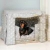 Lords & Labradors Dog Crate Set In Grey Spot -Pampered Paws grey spot crate set by lords labradors front lifestyle