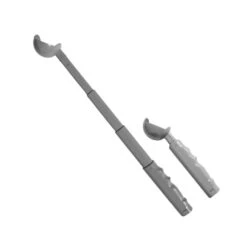 Kompact 9 Retractable Dog Ball Launcher -Pampered Paws grey extended retracted