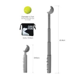 Kompact 9 Retractable Dog Ball Launcher -Pampered Paws measurements image