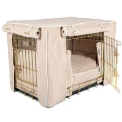 Lords & Labradors Dog Crate Set In Savanna Oatmeal -Pampered Paws oatmeal gold set 2